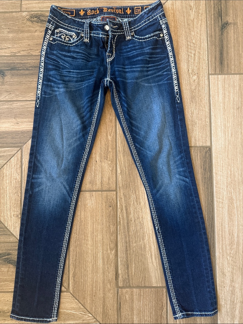 Rock Revival Woman’s Erin Indigo Skinny Jeans Size 28